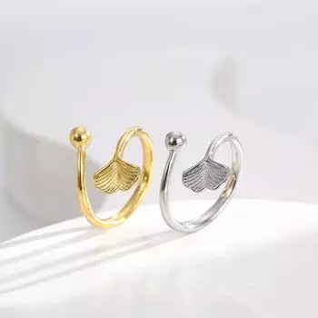 Маленькое свежее стильное кольцо с гинкго билоба, женское нишевое роскошное модное кольцо для пожилых людей, открытое кольцо Джокера