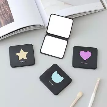 Маленькое зеркало, мини-зеркало для макияжа, двустороннее портативное студенческое общежитие, ручное складное зеркало для домашнего использования Heart 7*6.5cm