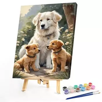 Malen-nach-Zahlen-Set auf Leinwand DIY-lkunst Hundebild Heim-Wanddekoration 40