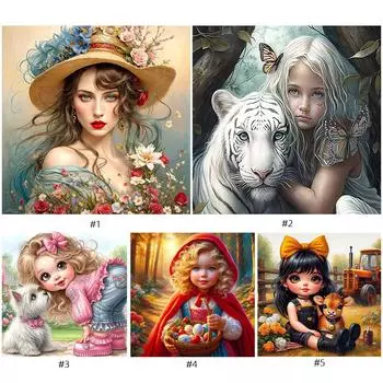 Malen-nach-Zahlen-Set auf Leinwand DIY-lkunst Mdchenbild Heim-Wanddekoration H4392