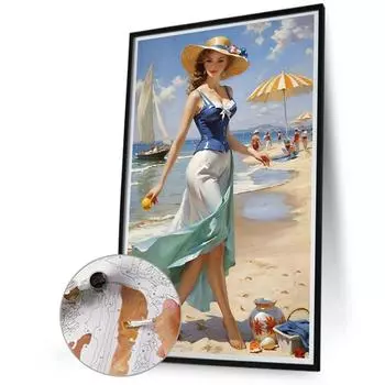 Malen-nach-Zahlen-Set auf Leinwand DIY-lkunst Mdchenbild Heim-Wanddekoration H4311