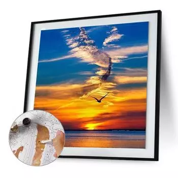 Malen-nach-Zahlen-Set auf Leinwand DIY-lkunst Sonnenuntergang Bild Heimwanddeko