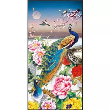 Malen-nach-Zahlen-Set auf Leinwand DIY-lkunst Pfauenbild Heimdekoration 40 x 80