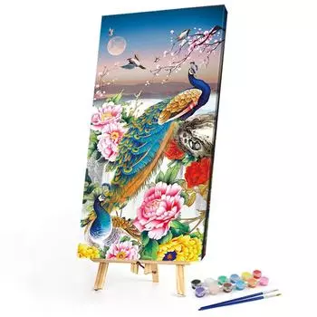 Malen-nach-Zahlen-Set auf Leinwand DIY-lkunst Pfauenbild Heimdekoration 40 x 80