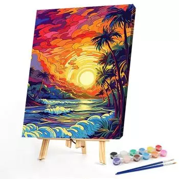 Malen-nach-Zahlen-Set auf Leinwand zum Selbermachen lkunst Wellenbild Heimwandd