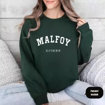 Malfoy Fashion Simple Letter Sweatshirt Women Slim Fit New Style Sportswear Fashion Clothing Round Neck Street Style Hoodi M зелёный