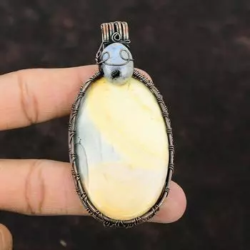 Maligano Jasper Pendant Copper Wire Wrapped Pendant Rainbow Moonstone Pendant Copper Wire Jewelry Handmade Gemstone Pendant Gift For Mother