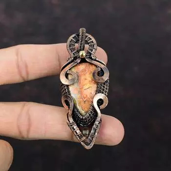 Maligano Jasper Pendant Copper Wire Wrapped Pendant Gemstone Pendant Amazing Copper Jewelry Handmade Pendant Wedding Gift Wire Wrap Jewelry