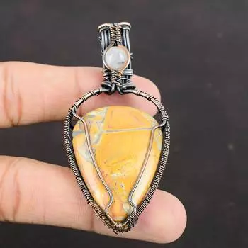 Maligano Jasper Pendant Copper Wire Wrapped Pendant Handmade Gemstone Jewelry Gift For Her Rainbow Moonstone Pendant Wire Wrapping Jewelry