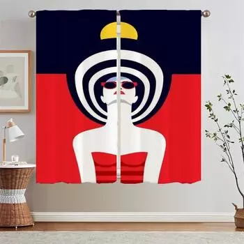 Malika Favre Lace Curtains for Camera Kitchen Curtain Living Room Window Blinds Curls Home Interior Curtains Blind Partition W50xH70cmx2pcs-CL