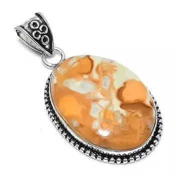 Malinga Jasper Gemstone Handmade 925 Sterling Silver Jewelry Pendant 2.32 T6B98