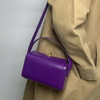 Малиново-фиолетовая сумка-коробка Boston, новая модная портативная маленькая квадратная сумка-ниша с кожаным ремешком через плечо