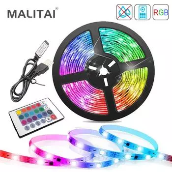 MALITAI 5050 RGB SMD USB-лента, светодиодная лента, 24 клавиши, ИК-пульт дистанционного управления, светодиодная задняя лампа для телевизора, декоративная подсветка для домашней вечеринки