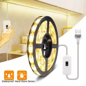 MALITAI 5 В USB светодиодная лента с ручным датчиком движения переключатель Водонепроницаемая светодиодная лента 2835 SMD DIY освещение для кухонного шкафа светодиодный настенный декор 1M/USB 5V