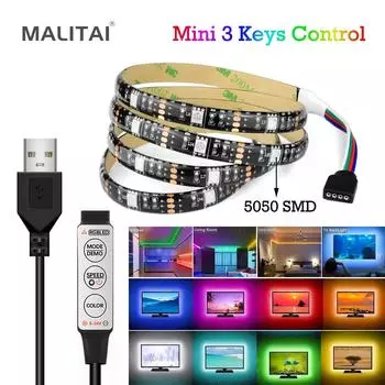 MALITAI RGB 5050 SMD Светодиодные ленты с изменением цвета + USB 3 клавиши с дистанционным управлением Светодиодные фонари для спальни, кухни, домашнего декора Ambilight IP65 Уличная лампа для кемпинга