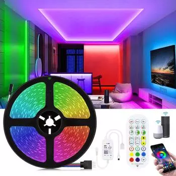MALITAI Smart WIFI светодиодные ленты RGB 5050smd 18 светодиодов/м светодиодное освещение лампа управление через приложение для телефона для подсветки телевизора вечеринка с адаптером ЕС или США 5M-EU