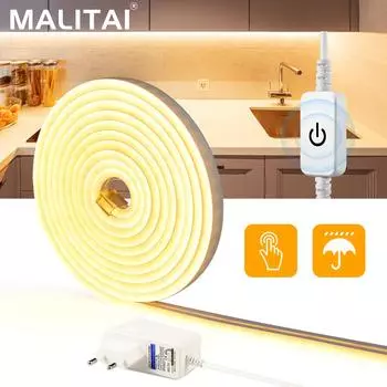 MALITAI светодиодная неоновая лента 12 В, сенсорный переключатель, неоновая вывеска, 12 В, лампа, лента, кухонный шкаф, шкаф, зеркало, подсветка, лампа с вилкой европейского стандарта 1M Set-EU Plug