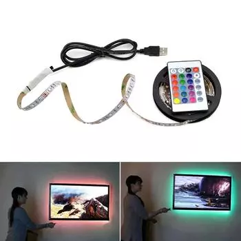 MALITAI USB светодиодная лента 2835 SMD 5V RGB светодиодная лента с ИК-пультом дистанционного управления телевизором фоновое украшение 0.5M белый