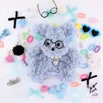 Mall Doll Mall Doll Material Kit Trend Stuffed Toy Fluffy Bear Rabbit Glasses Promotion Korean Ribbon Heart Pearl Necklace Glasses Sunglasses Keychain