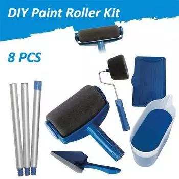 Малярный валик, кисть, набор кистей для рисования своими руками, настенная ручка, набор декоративных кистей для стен, новый набор из 8 шт., бесшовный набор кистей для малярных валиков basic-Only brush head синий