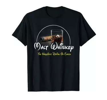 Malt Whiskey Shirt Happiest Drink Ever Funny Whiskey Cigar T-Shirt