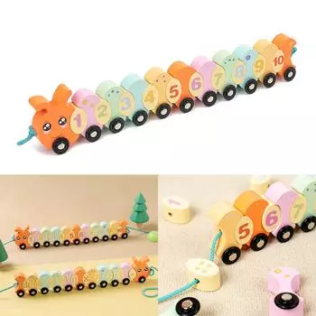 Малыш Гусеница Тяни Игрушка Дети Деревянная Игрушка для Обучения Цифрам Родитель-ребенок Ранняя Развивающая Игрушка Нанизывание