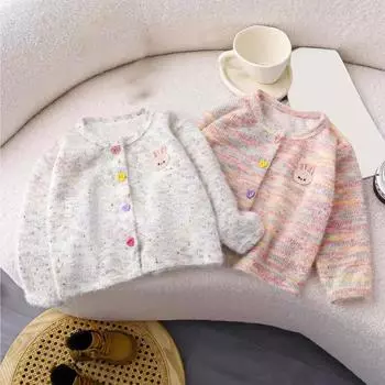 Малыши Дети Девочки Мальчики Принт Мультфильм Свитер Вязаный Теплый Кардиган Куртка Топы 100 розовый