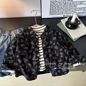 Малыши Дети Девочки Мальчики Принт Мультфильм Свитер Вязаный Теплый Кардиган Куртка Топы 100 чёрный