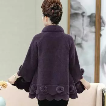 Мама 2024 года, новая зимняя одежда, иностранный стиль, норковая флисовая куртка, 40 лет, 50 лет, женский комплект из кашемирового пальто среднего возраста 110 верблюд