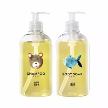 Mama Baby Baby Shampoo x Body Soap Set, Additive-free, Organic, Sensitive skin, Can be used by parents and children (500mL x 500mL)