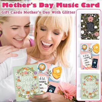 Мама, искрящийся День матери, говорящая креативная музыкальная поздравительная открытка ко Дню матери One Size
