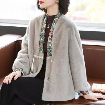 Мама осенне-зимнее пальто новый китайский топ новый среднего возраста мама осень мех короткая норковая шуба M (recommended below 52.5 kg)