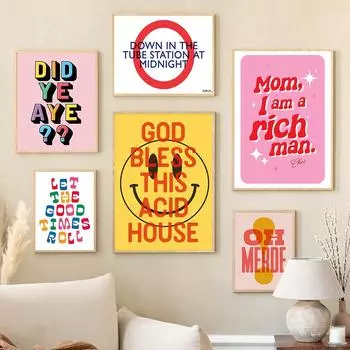 Мама, я богатый человек, цитата, тексты песен, принт, галерея, настенная безрамная печать на холсте, красочный текстовый постер, настенные панно, декор для комнаты в общежитии 21x30cm No Framed