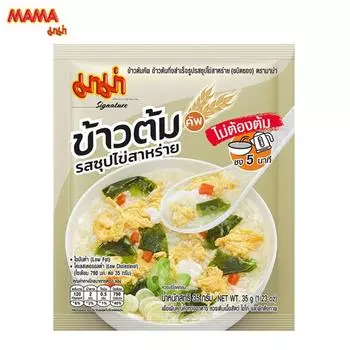 Mama Signature Рисовый суп быстрого приготовления с яйцом и водорослями 35 гxx 3 шт / 6 шт / 12 шт / 24 шт - Thai Food 35 g x 3 pcs