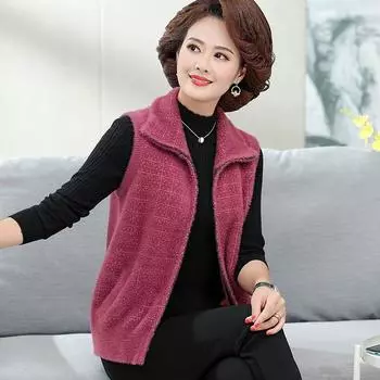 Мама в новом западном стиле носит жилет для женщин среднего возраста осенью и зимой, с зажимом для лошади и 50-летнее норковое пальто из флиса 4XL