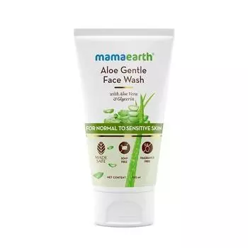Mamaearth Aloe Gentle Face Wash с алоэ вера и глицерином для чувствительной кожи, сухой и нормальной кожи - 150 мл Мягко очищает