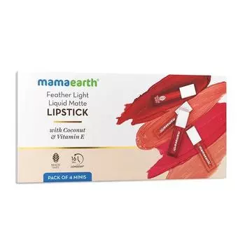 Mamaearth Feather Light Liquid Matte Lipstick, упаковка из 4 миниатюр | Подарочный набор ко Дню святого Валентина - (4 х 1,2 мл)