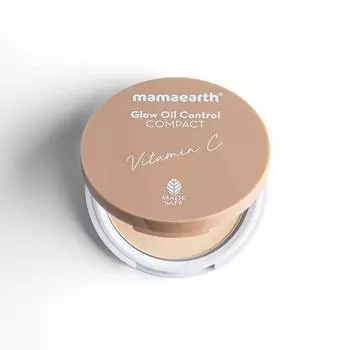 Mamaearth Glow Oil Control Compact SPF 30 с витамином C и куркумой для мгновенного сияния в 2 раза, нормальный, натуральный, матовый - 9 г (Кремовый блеск, коричневый)