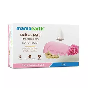 Mamaearth Multani Mitti Moisturizing Lotion Soap with Multani Mitti & Bulgarian Rose for Oil Control & Acne-125g| Deeply Cleanses|76% TFM Grade 1