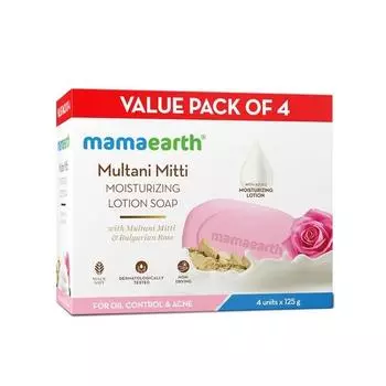 Mamaearth Multani Mitti Увлажняющий лосьон-мыло с Multani Mitti и розой для контроля жирности и борьбы с акне 125 г (Пакет из 4) | Преимущества лосьона в мыле