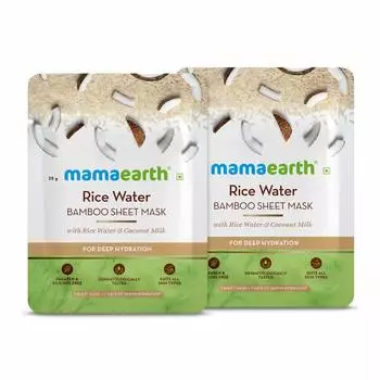 Mamaearth Тканевая маска от сухости, питательная, осветляющая, упаковка 2 шт. 2x brightening sheet