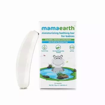 Mamaearth Увлажняющее детское мыло для купания pH 5,5 с козьим молоком и овсянкой, 75 г (Упаковка из 2 шт.)