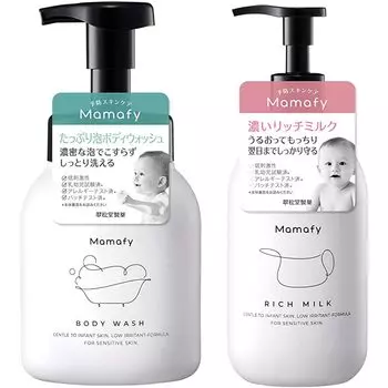 Mamafy Starter Set 1 Wash 450ml Rich Milk Skin Care Set for Babies Очень большая оптовая закупка (Тело и 350 г) (Густая пена/шикарная, увлажняющая,