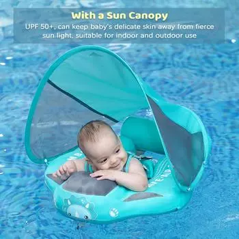 Mambobaby Детский поплавок для плавания Ненадувной водонепроницаемый детский поплавок для плавания с кольцом для плавания, благоприятный для кожи Without Canopy розовый