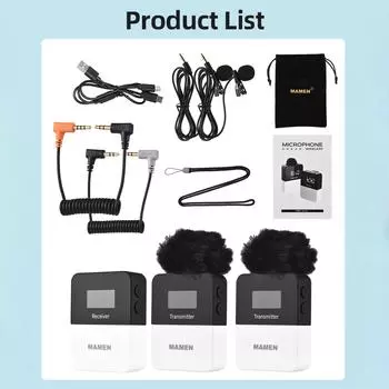 MAMEN KTW1K2 Беспроводная микрофонная система OneTriggerTwo UHF(2 передатчика и 1 приемник) Клипон One-Trigger-One
