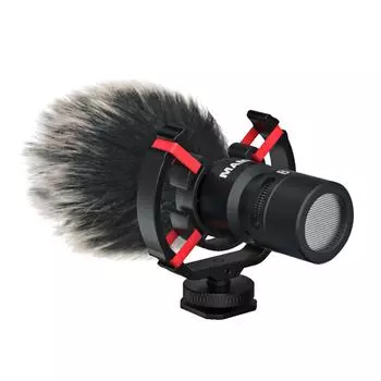 MAMEN MIC08 Pro Mini Oncamera Микрофон с двусторонним звукоснимателем, металлический суперкардиоидный интеллектуальный микрофон чёрный