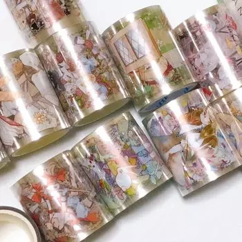 Mami Kobo PET Masking Tape with Release Boy and 3 Rolls Handmade Fancy Overseas Masking Tape Paper, Figures, Girl, Total, Decoration, Parts,