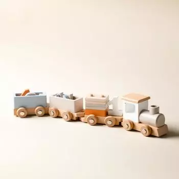 Mamimami Home Building Train Number Fingertip Pulling Baby Girls Blocks, Toy, Wooden, Stacking, Play, Play, Play, Play, Gift, Boys,