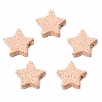 Mamimami Home Деревянные бусины Звезды Мини Звезды 20 штук Сквозное отверстие Бук Древесина Натуральные детали Подарочный материал Материал Ручная работа Подарочные ремесленные детали