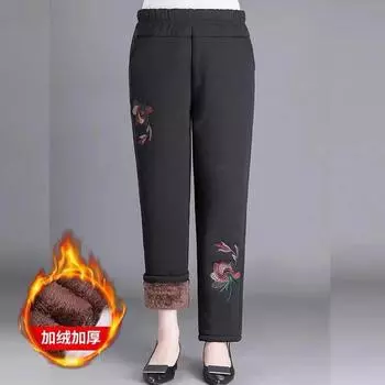 Мамины хлопковые брюки зимние бархатные и хлопковые брюки для пожилых женщин бабушкины утолщенные овечьи шерстяные свободные термоштаны верхняя одежда XL (recommended 85-55kg)